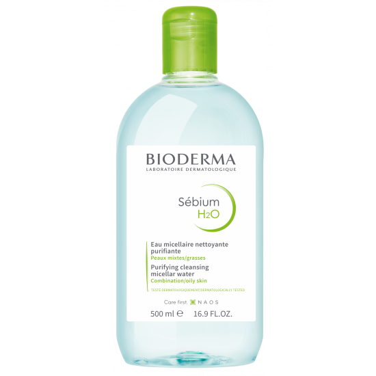 Bioderma Sebium Η2Ο Νερό Καθαρισμού Micellaire, Καθαρίζει & Αφαιρεί το Μακιγιάζ, Λιπαρό Δέρμα 500ml